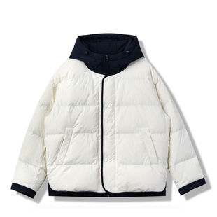 Basic House/百家好连帽短款白色羽绒服女冬季冬季新款休闲风外套