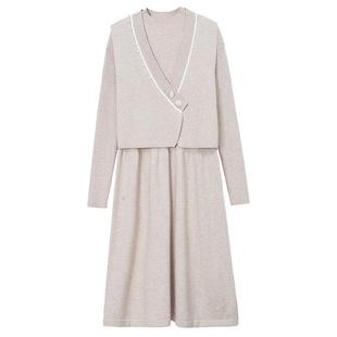 恒源祥2026新款春秋连衣裙女装洋气针织打底裙子毛衣裙子套装纯色