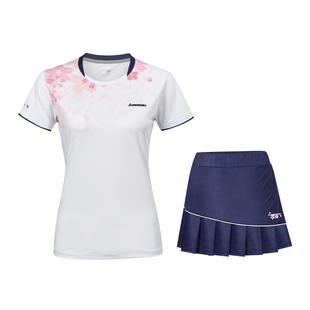 川崎羽毛球服女款繁花似锦短袖上衣速干透气运动服比赛训练队服