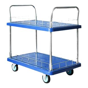 2/3层平板车手推车移动工具车围栏小推车双层工厂仓库搬运车拉货