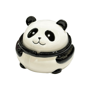 熊猫烟灰缸高级感小众可爱创意家用客厅办公室陶瓷烟缸防飞灰摆件