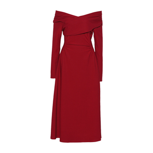 DPLAY红色连衣裙新年冬季法式女订婚结婚礼服裙新娘敬酒服女长裙