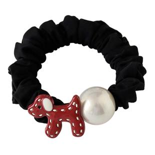 卡通小狗珍珠发圈女小肠圈可爱简约橡皮筋扎头发绳高弹力马尾头绳