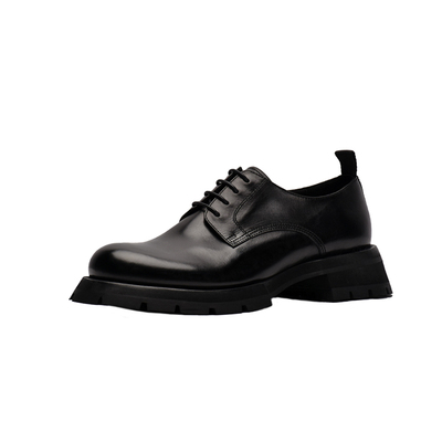 系带个性防滑底百搭风大头皮鞋