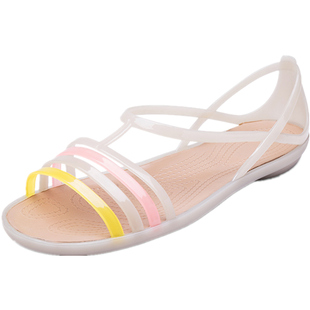 塑料凉鞋女夏2026新款夏季塑胶沙滩洞洞鞋雨天防滑平底水晶果冻鞋