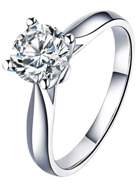 时尚简约莫桑石仿真钻戒纯银