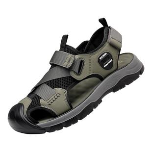 木林森包头凉鞋男夏季外穿运动休闲洞洞鞋软底防水防滑沙滩鞋爆款