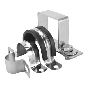 304不锈钢骑马卡大全加厚胶条方形接地管卡水管夹201电线U型卡扣