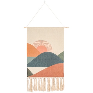 蔓越家日式棉麻手工编织民宿流苏挂毯装饰挂画布艺背景布卧室挂布