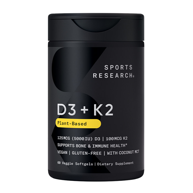 【达人专属】SportsResearch 5000IU维生素D3K2MK7SR纯素中老年