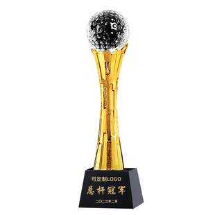 高尔夫球比赛奖杯定制创意水晶金属总净杆一杆进洞奖赛事冠军颁奖