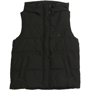 布景羽绒背心女2025年冬季新品简约连帽可收腰白鸭绒马甲外套1381