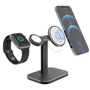 适用applewatch 9 ultra1/2代手表表带充电支架苹果Magsafe充电器底座iwatch铝合金收纳架iphone14磁吸充电线