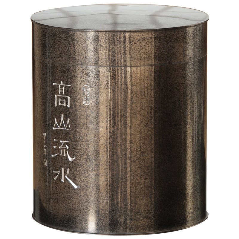 斑锡龙纯锡个旧复古茶饼筒