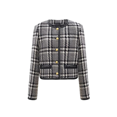 concise-white/简白千鸟格短外套