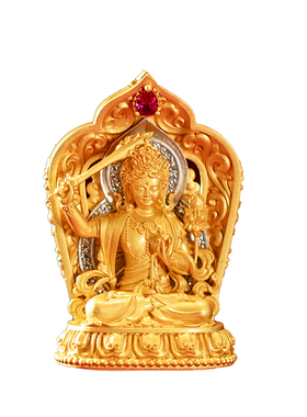 藏式原创s925纯银电镀真金八大守护神生肖本命佛吊坠文殊普贤菩萨