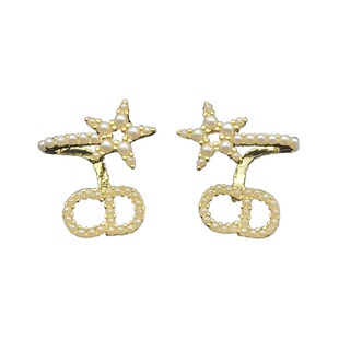 D家耳环新款镶钻CD字母五角星耳钉女小众设计感高级感大牌耳饰女