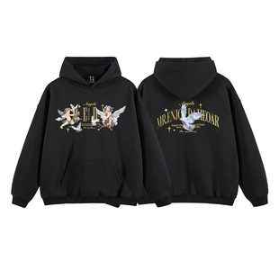 MEDM HEOAR“天使系列”和平鸽连帽卫衣男女美式高街情侣连帽外套