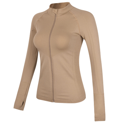 健身女孩无缝修身立领瑜伽服外套