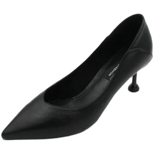 正装面试低跟软皮工作鞋女黑色空姐学生职业职场OL高跟鞋皮鞋3CM