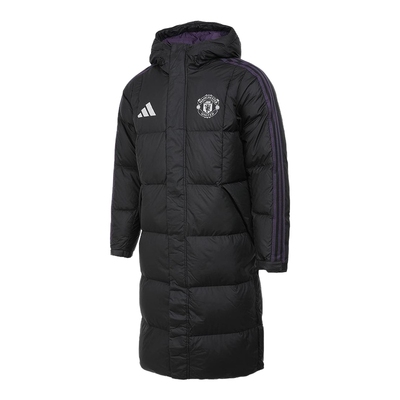adidas阿迪达斯曼联足球长款过膝连帽羽绒服冬季训练服外套JN2889