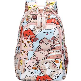 书包女初中学生校园韩版可爱印花简约学院风大容量高中生双肩背包