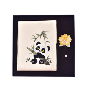 成都非遗蜀绣围巾胸针套装送老外伴手礼特色国风情人节礼物