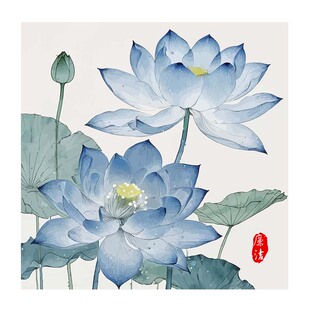 廉洁文化手工diy数字油画廉政绘画创意作品竹兰荷花装饰丙烯挂画