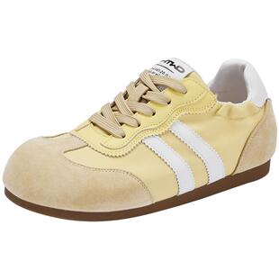 热风薄底德训鞋女款2025年冬季新款黄色运动休闲鞋轻便通勤女鞋子