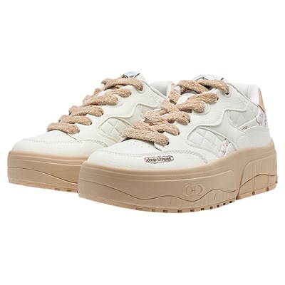 特步松饼鞋卡皮巴拉板鞋2025冬季女鞋新款厚底休闲鞋976418310049