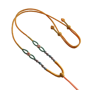 古法黄金编绳项链绳子手工编织桃花结平安扣翡翠玉佩玉坠吊坠挂绳