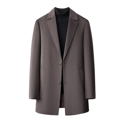 进口澳洲绵羊毛西装领大衣男外套