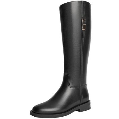 百丽复古高长靴骑士靴女