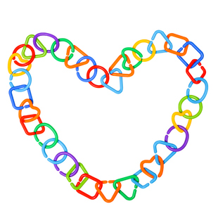 儿童蒙氏早教益智玩具宝宝塑料1形状配对链条环扣几何扣环积木2岁