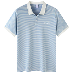 TEEK2026夏季Polo衫男士翻领条纹短袖T恤 青少年撞色带领保罗上衣