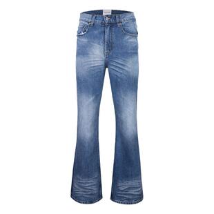 FSG 复古中低腰修身微喇经典蓝色水洗牛仔裤