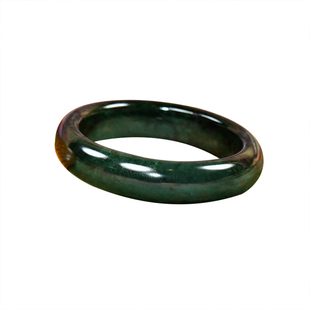 紫润轩新疆和田玉籽料手镯黑青玉56 3MM留皮哑光保真天然收藏级