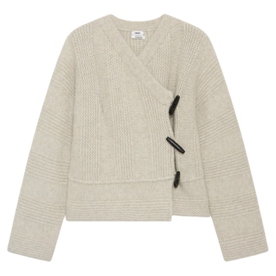 IMMI丝羊绒条纹图案侧门襟针织衫