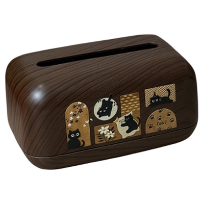 木纹可爱猫咪纸巾盒家用客厅