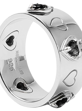 Mouhooland/暮后之地黑曜之心戒指925银情侣款食指戒小众设计指环