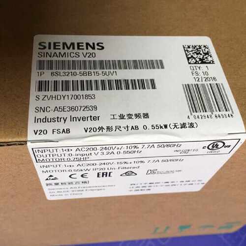 议价西门子6SL3210-5BB15-5BV1 V20,0,55KW 带滤波器 变频器全新