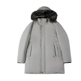 VICUTU威可多羽绒服鹅绒银狐领长款冬季商务男士加厚保暖连帽外套