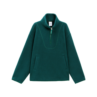 TurnSignal潮牌颗粒绒外套女秋冬2025新款宽松保暖半拉链立领上衣