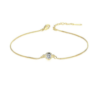 日韩ins风可调节个性20分圆形仿真钻石手链镀18K白金锆石水晶手镯