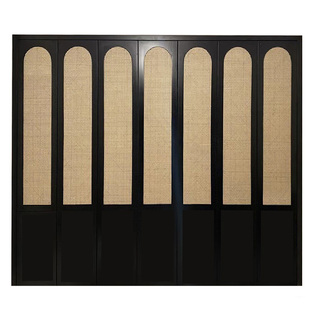 藤编柜门衣柜门定制鞋柜平开门屏风隔断移门推拉折叠门拱形藤编门