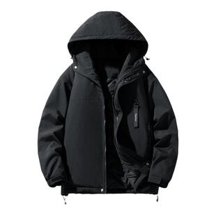 大码棉服男款冬季新款潮加厚夹克男连帽胖子外套冬装冲锋衣男棉袄