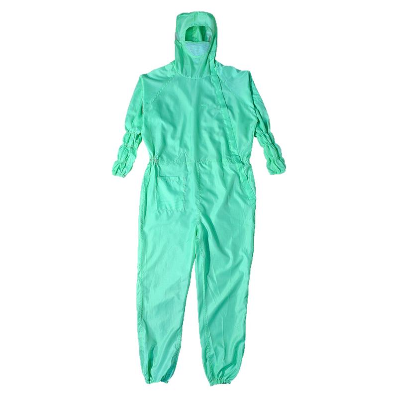 百级无尘服连体网格斜拉链有口袋口罩净化洁净食品工作服防静电衣