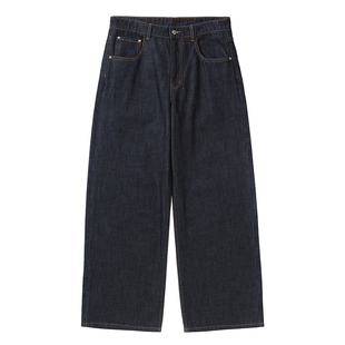 Makemore牛仔裤男生新款高级宽松直筒潮流高定原牛美式蓝色裤子女