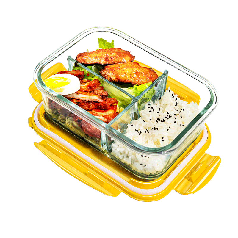 玻璃饭盒可微波炉加热带饭便当碗