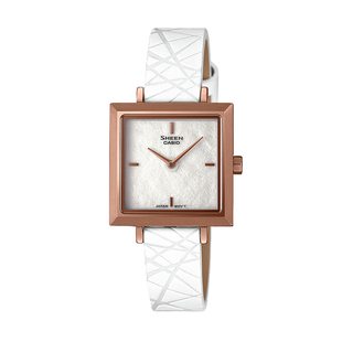 卡西欧女士手表SHEEN折纸主题时尚气质轻薄防水小方表SHE-C151PGL